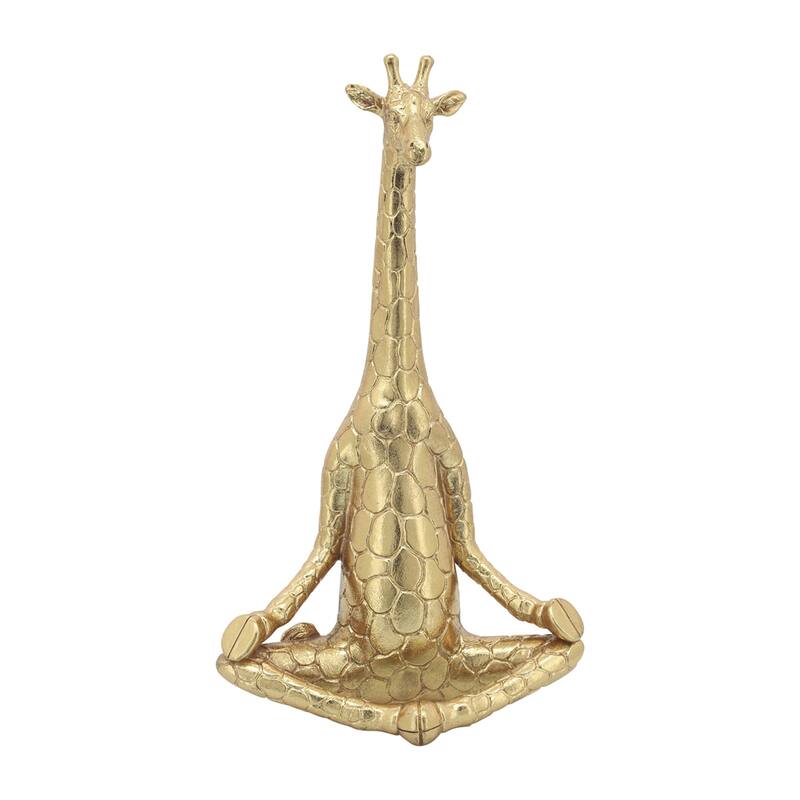 Decorative Resin Yoga Giraffe Figurines - Set of 3, 12", Gold - 12.0"