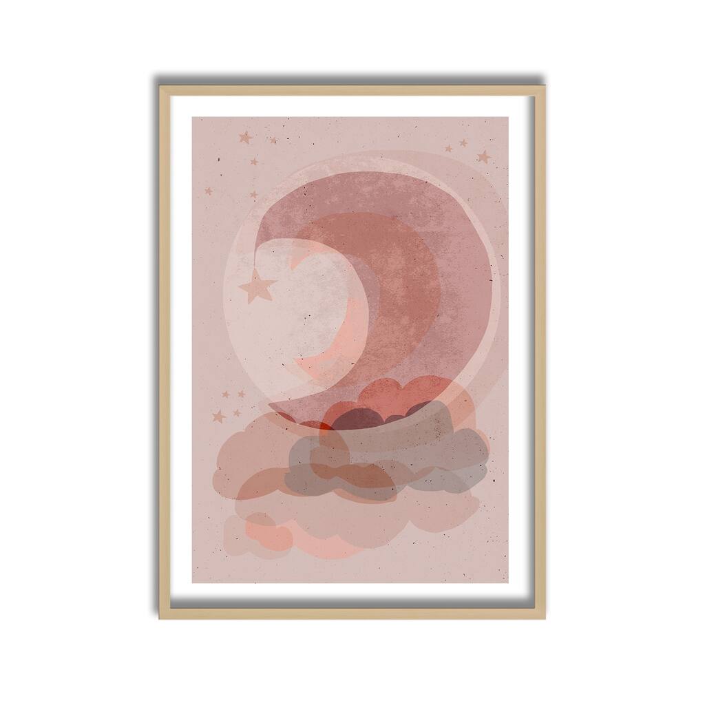 Kids Framed Art Print Gentle Moon by Treechild - Multi-Color