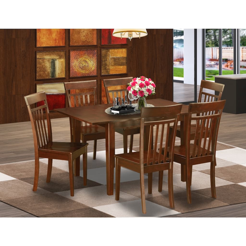 Small Space Dinette Set - 7 Piece Dining Table & Chairs - Wood Dining Set for Kitchen