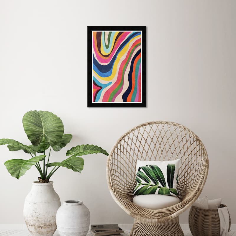 Wynwood Studio Color Flow River Framed Retro Colorful Abstract Prints
