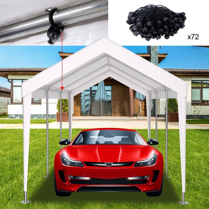 10x20FT Carport Canopy, Waterproof UV Protection, 72 Elastic Buckles
