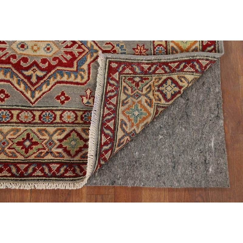 Kazak Accent Rug Handmade Traditional Grey Wool Carpet - 4'1" x 6'0"