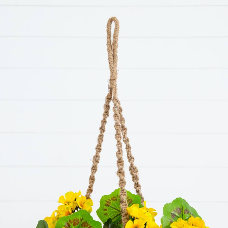 28-in UV Resistant Artificial Geranium in Hanging Basket