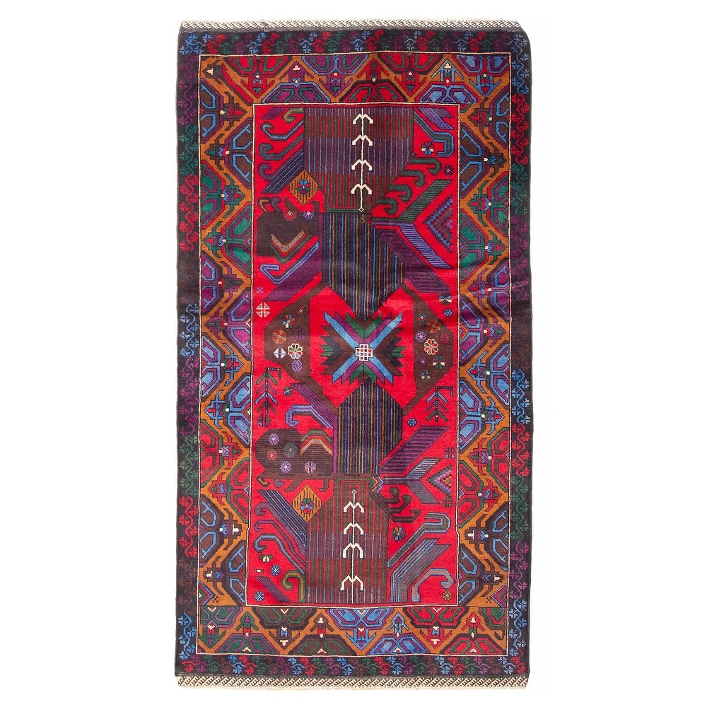 ECARPETGALLERY Hand-knotted Teimani Red Wool Rug - 3'6 x 6'9