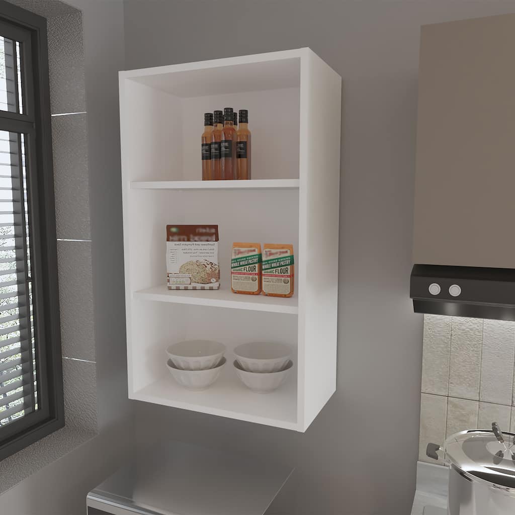 Guadalupe Wall Cabinet in Melamine with Open Storage