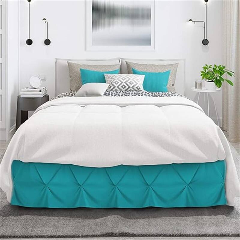 Pinch Pleat Bed Skirt - Teal - Queen
