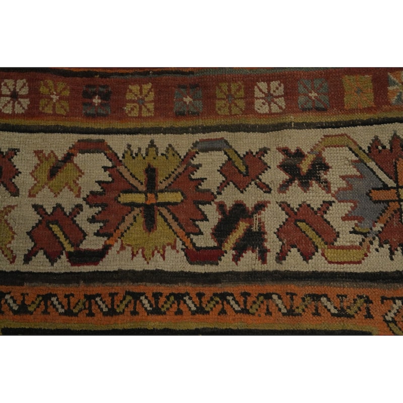Hand Knotted Oriental 100% Wool Carpet Traditional Geometric Black Area Rug - 6' 0'' X 3' 7''