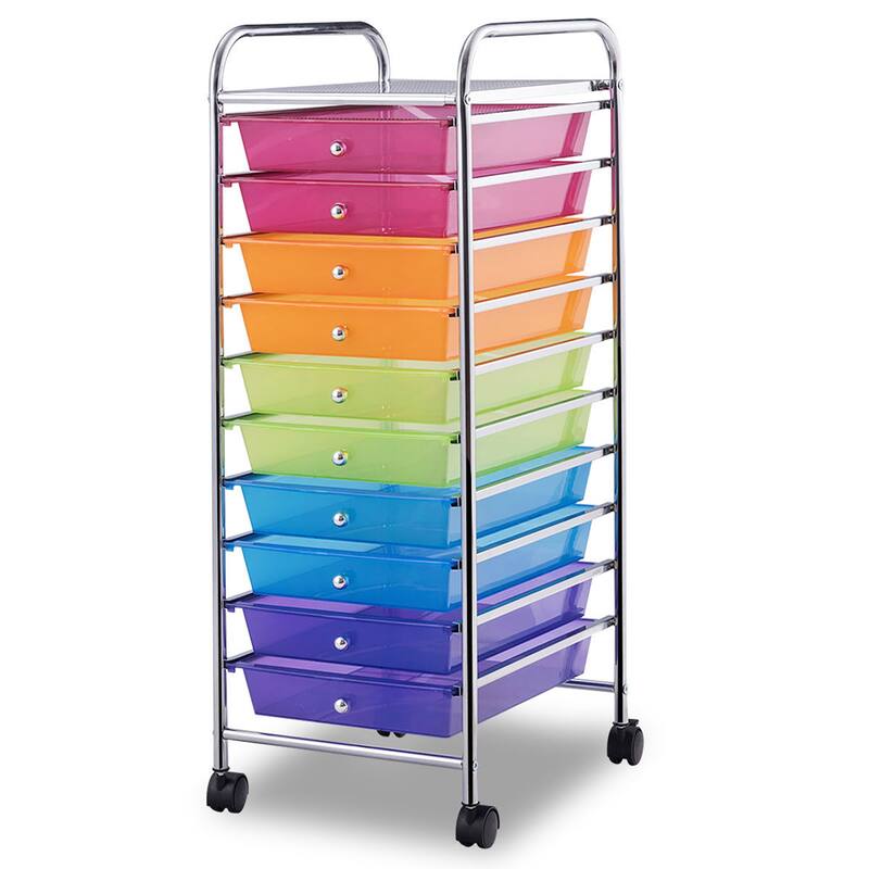 10-Drawer Rolling Cart Utility Organizer with Wheels - Multi