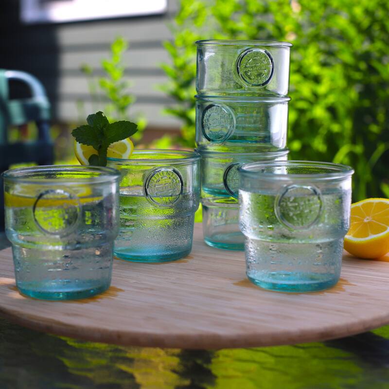 Euro Ceramica Euro Essential 6 Piece 10 oz Stackable Recycled Glass Tumblers Set - Made in Spain