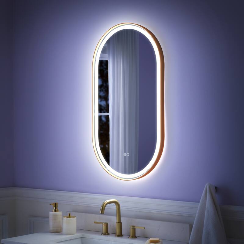 Wall Mounted Bathroom Framed LED Mirror With Anti- Fog,Memory Function And Dimmable Light Touch Sensor