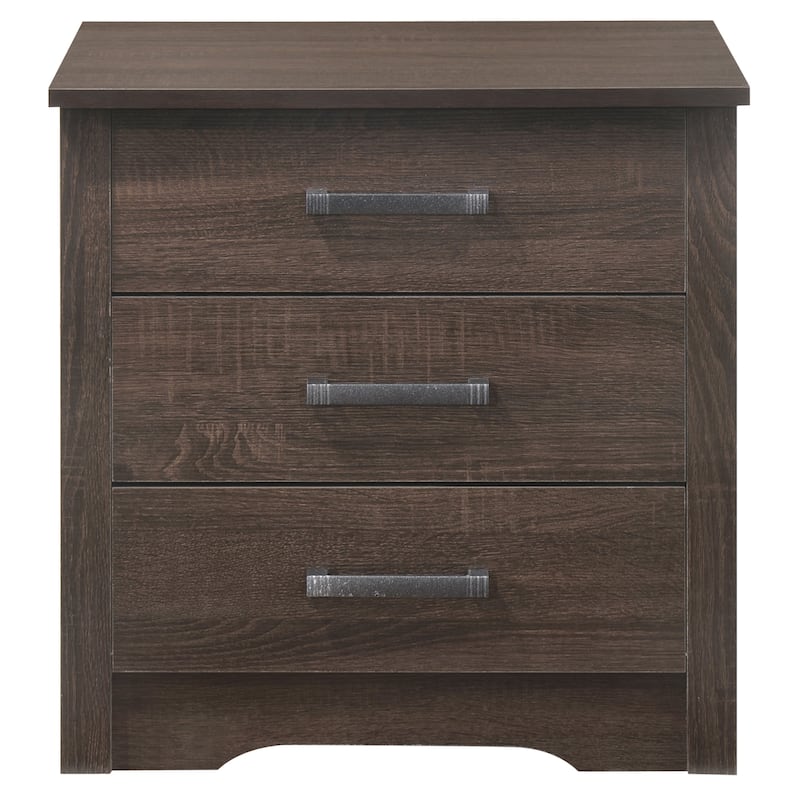Traditional 22-in Wenge 3-Drawer Wood Nightstand with Rectangle Metal Pull