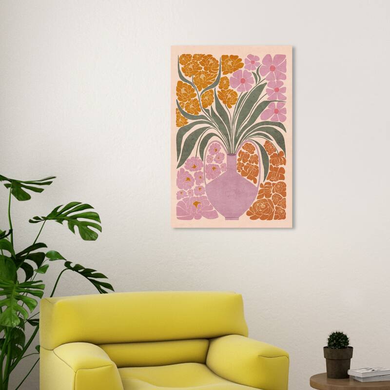 Wynwood Studio Canvas Floral and Botanical Floral Collage Cascade Purple and Pastel Violet Traditional Wall Art Canvas Print - 30 x 20