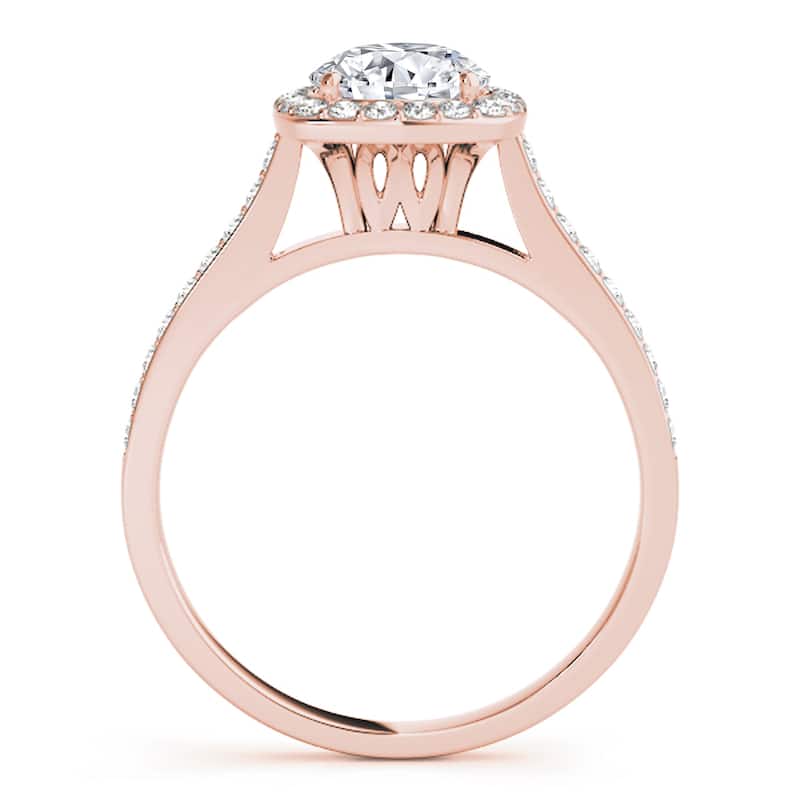 Auriya 14k-Rose Gold Lab Grown Round Diamond Halo Engagement Ring 0.50 to 5.00 ct. tw. (F-G VS)