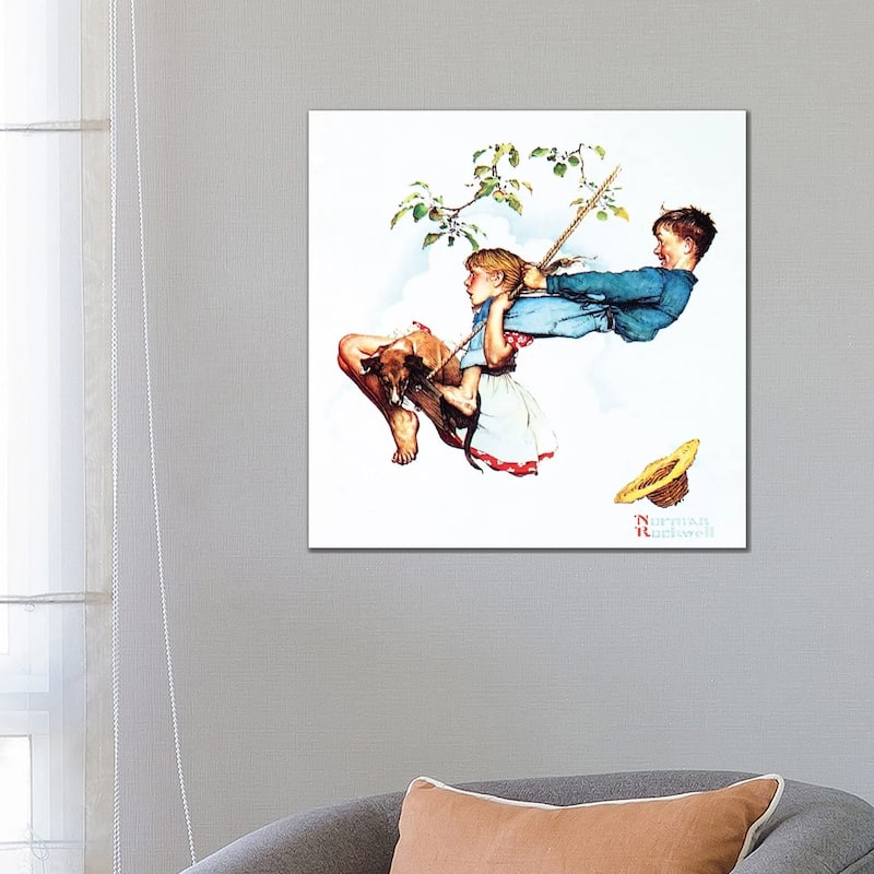 iCanvas "Young Love - Swinging" by Norman Rockwell Canvas Print - 26x26x1.5