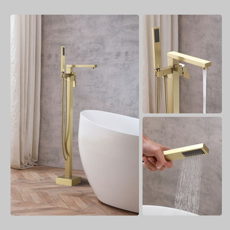 Indigo Home Floor Mounted Roman Tub Faucet with Handshower