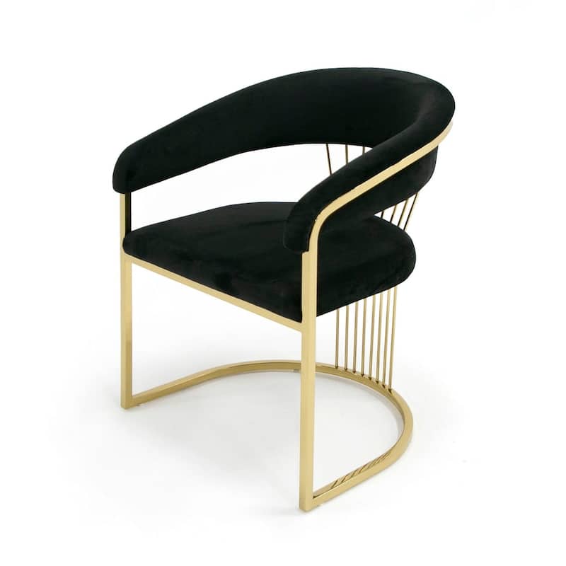 Gold/Black Velvet Upholstered Metal Frame Dining Chair, Sturdy Dining Chair for Dining Rooms - 22.75