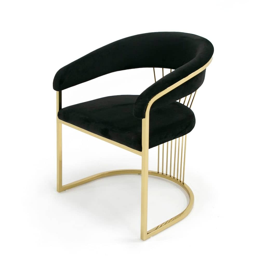 Gold/Black Velvet Upholstered Metal Frame Dining Chair, Sturdy Dining Chair for Dining Rooms - 22.75