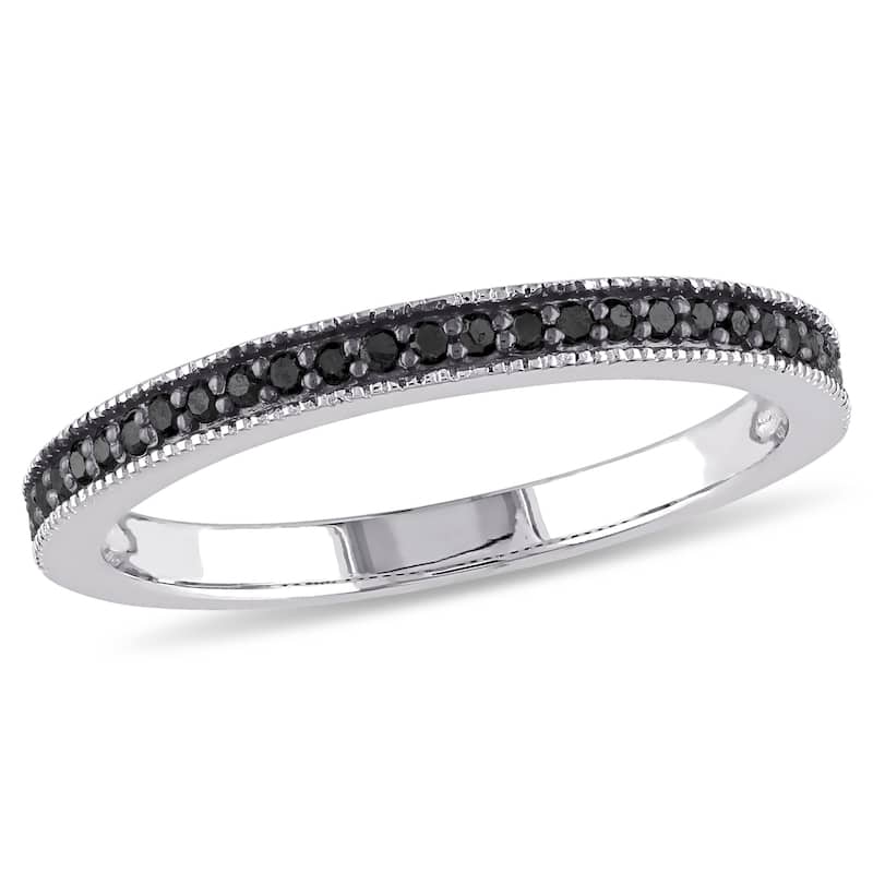 Miadora Sterling Silver 1/8ct TDW Black Diamond Anniversary-style Stackable Wedding Band