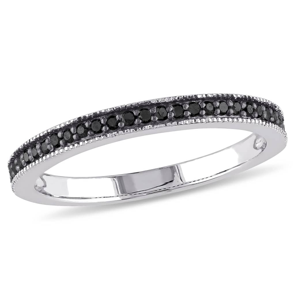 Miadora Sterling Silver 1/8ct TDW Black Diamond Anniversary-style Stackable Wedding Band