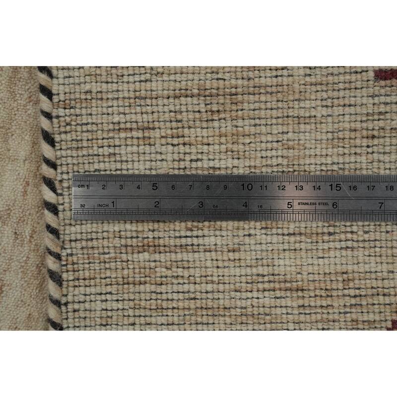 Hand Knotted Oriental 100% Wool Carpet Tribal Animal Pictorial Beige & Ivories Gabbeh Area Rug - 9' 11'' X 7' 11''