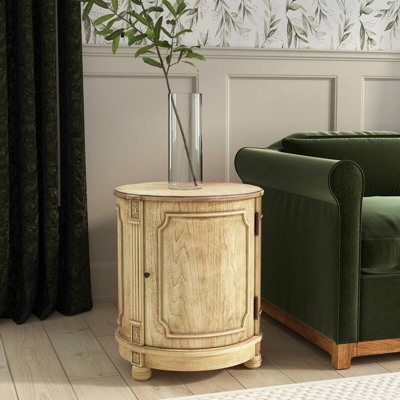 Thurmond Drum 20"W Drum Side Table - Antique Beige