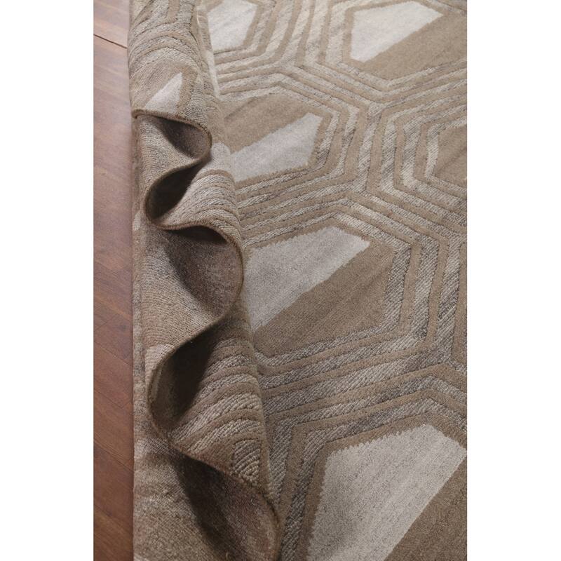 Contemporary / Modern Area Rug Handmade Wool Carpet - 9'2" x 11'8"