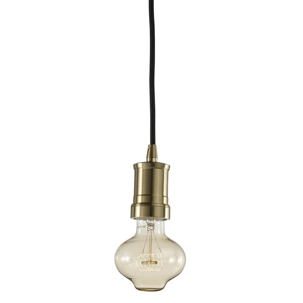 Bulbrite 1-Light Warm Gold Contemporary Pendant Socket and Canopy with Incandescent Light Bulb