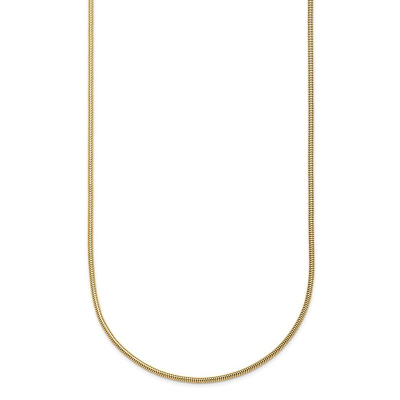 Curata Italian 14k Solid Gold 1.2mm Snake Chain Necklace For Women (Lobster)