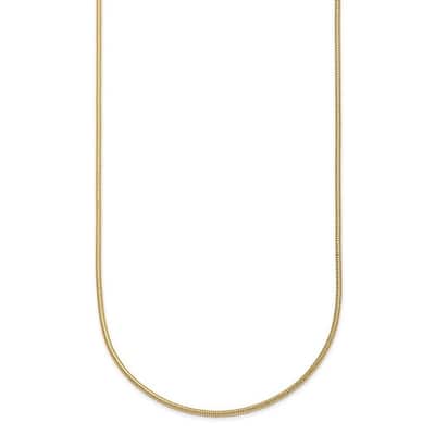 Curata Italian 14k Solid Gold 1.2mm Snake Chain Necklace For Women (Lobster)