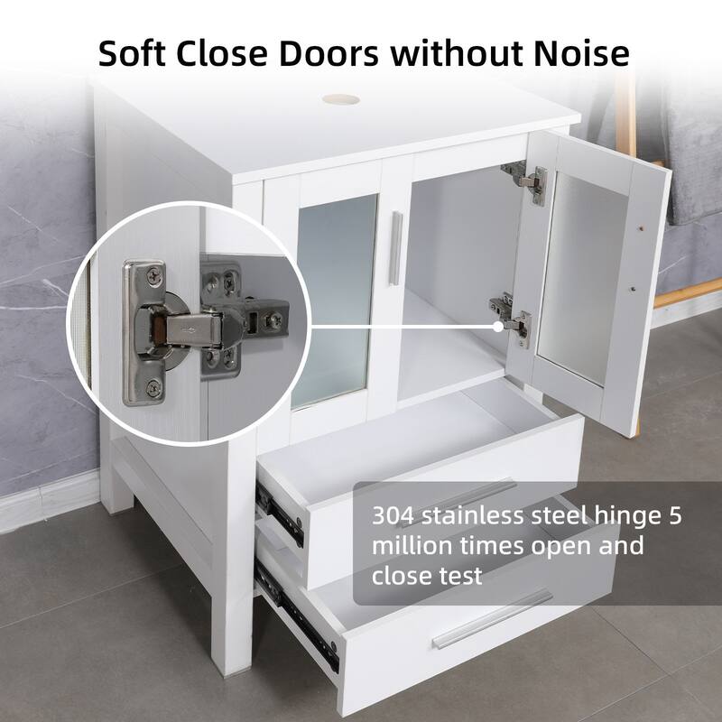 48" Bathroom Vanity Set Vessel Sink Mirror Faucet W/ Small Cabinet Combo