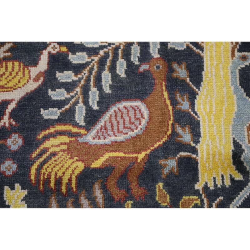 Hand Knotted Oriental 100% Wool Carpet Traditional All-Over Navy Blue & Blues Ziegler Area Rug - 9' 10'' X 7' 9''
