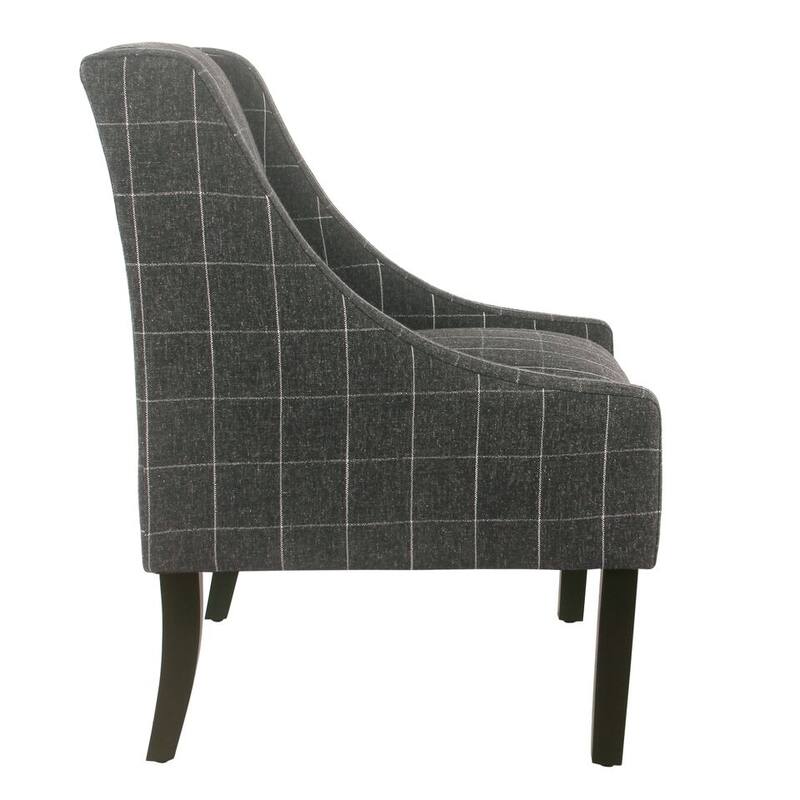 HomePop Modern Swoop Arm Accent Chair - Black Windowpane