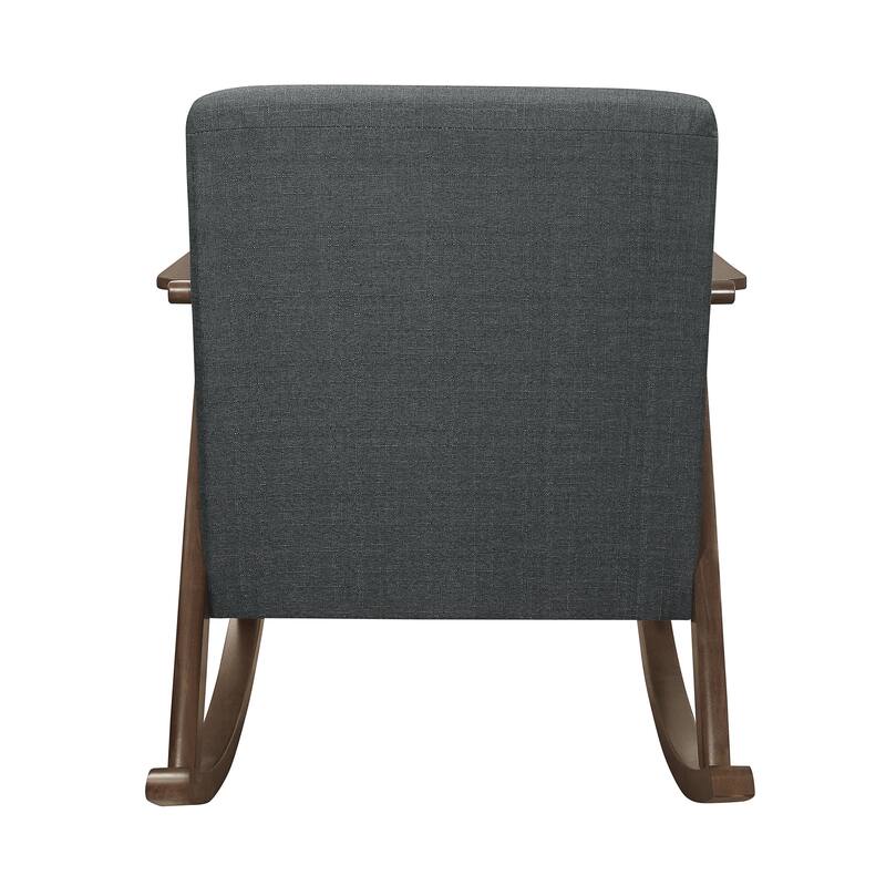 Modern Home Furniture 1pc Rocking Chair Fabric Upholstered Dark Walnut Finish Wood Cushion Seat and Back