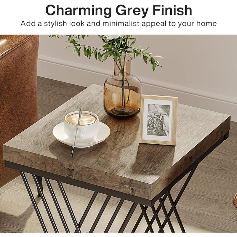 Square Side End Table for Living Room, Nightstand for Bedroom