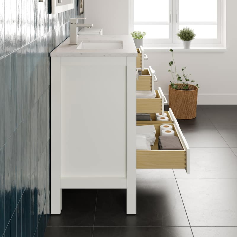 Eviva London 38"W Bath Vanity with Carrara Quartz Top