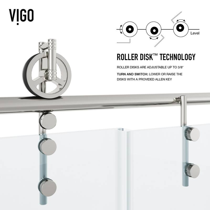 VIGO Hamilton 56" to 60" W x 68" H Frameless Sliding Tub Door