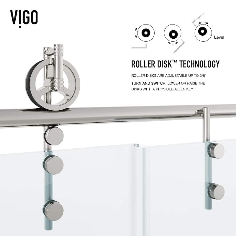 VIGO Hamilton 56" to 60" W x 78" H Frameless Sliding Shower Door