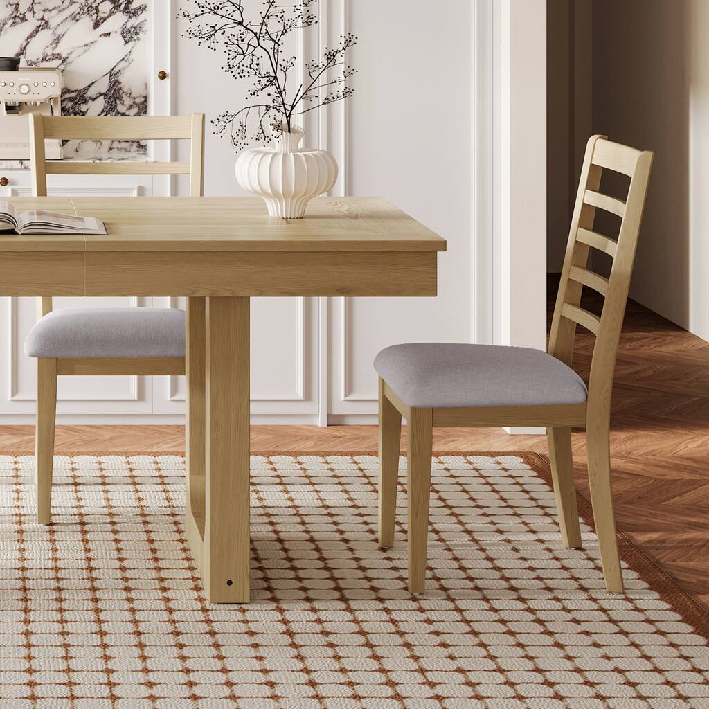 Farmhouse Dining Chairs Set of 4, Upholstered Dining Chairs with High Ladder Back, Classic Armless Chairs