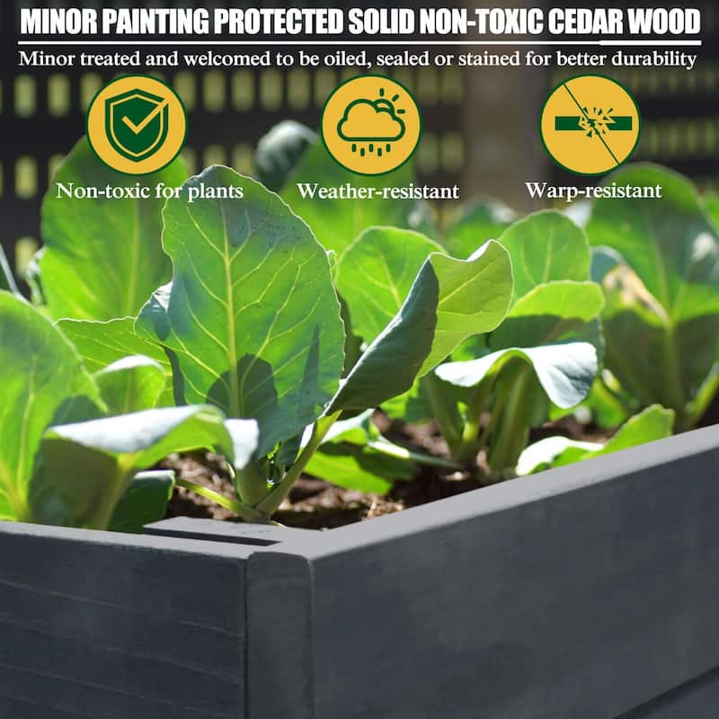 VEIKOUS Wooden Raised Garden Bed for Vegetables Oversized Deep Planter Box with Liner