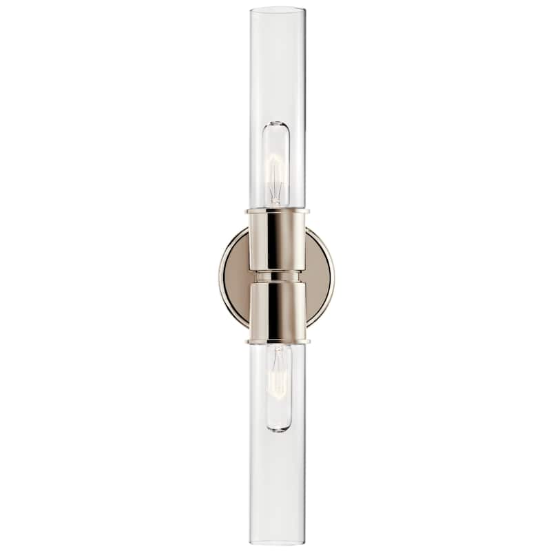 Aviv 24 in. 2-Light Wall Sconce with Clear Glass Shade