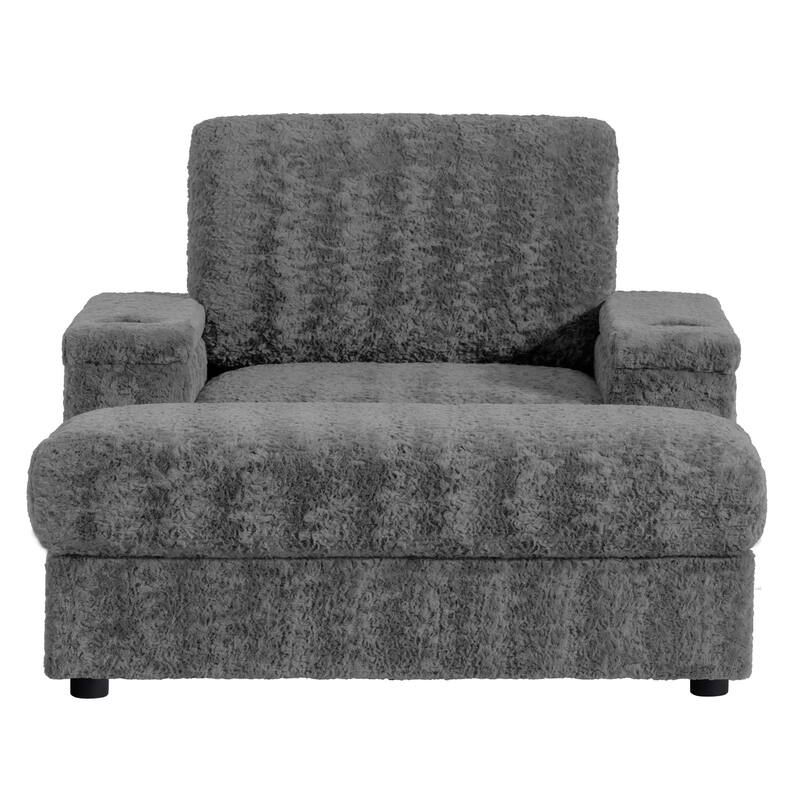 42" Oversized Chaise Lounge Indoor Sofa Bed with Storage Ottoman