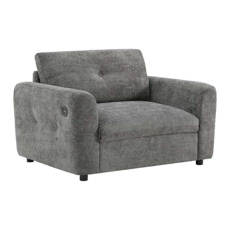 42” Wide Seat Armchair with Dual-Port Charger and Tufted Pull-Line Design by Harper&Bright Designs