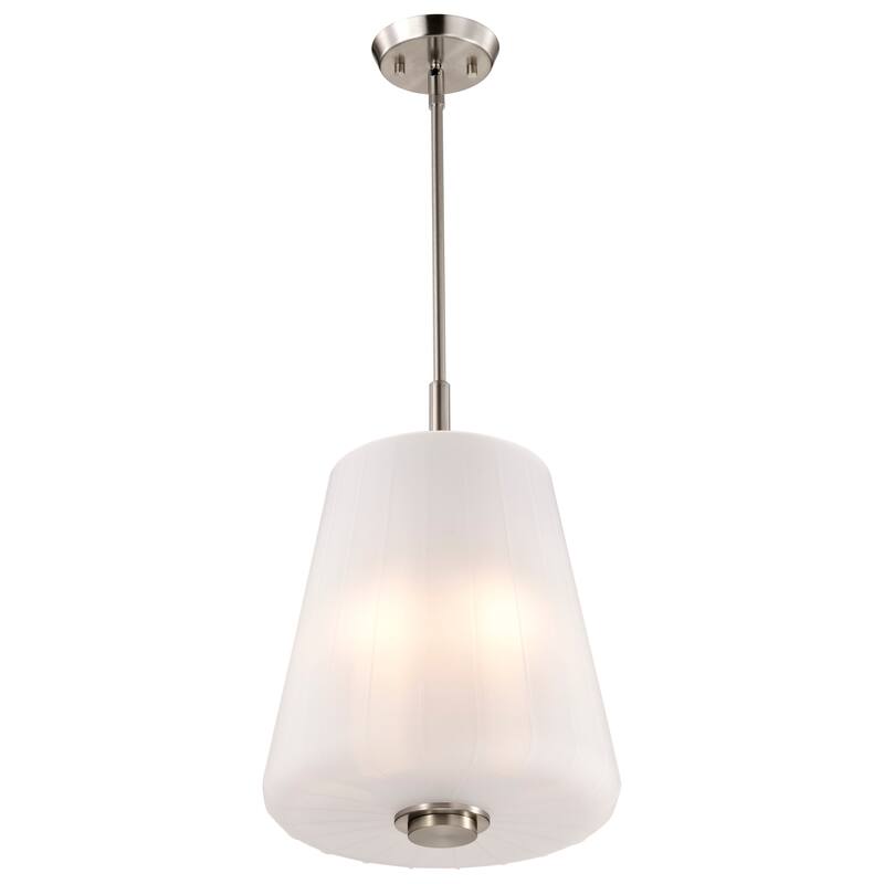 Lune 3 Light Pendant Brushed Nickel Finish Etched White Glass - Brushed Nickel
