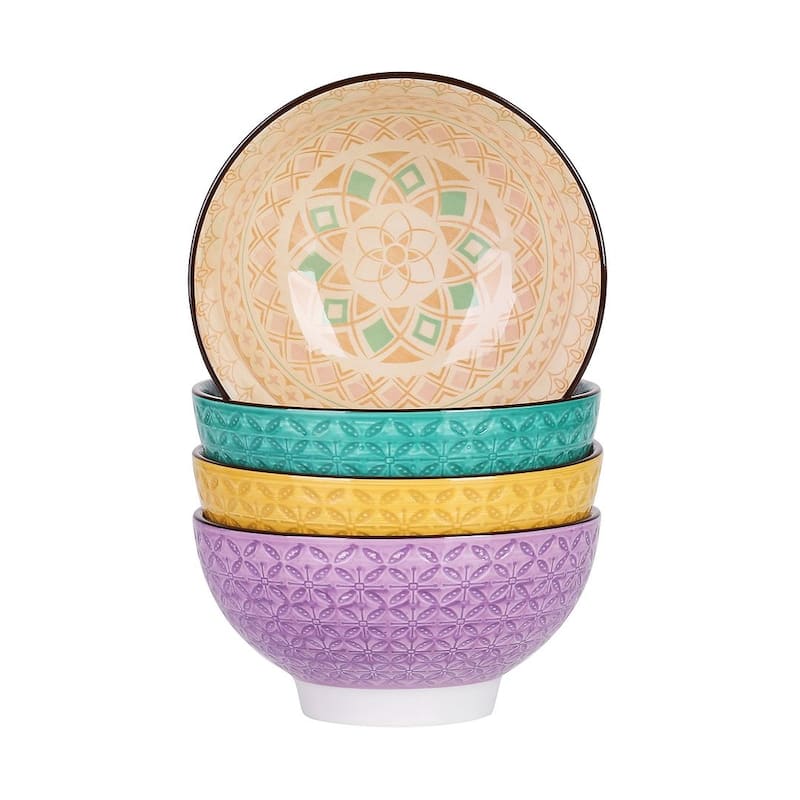 vancasso Macaron Porcelain 23Oz. Oriental Cereal Bowls Set