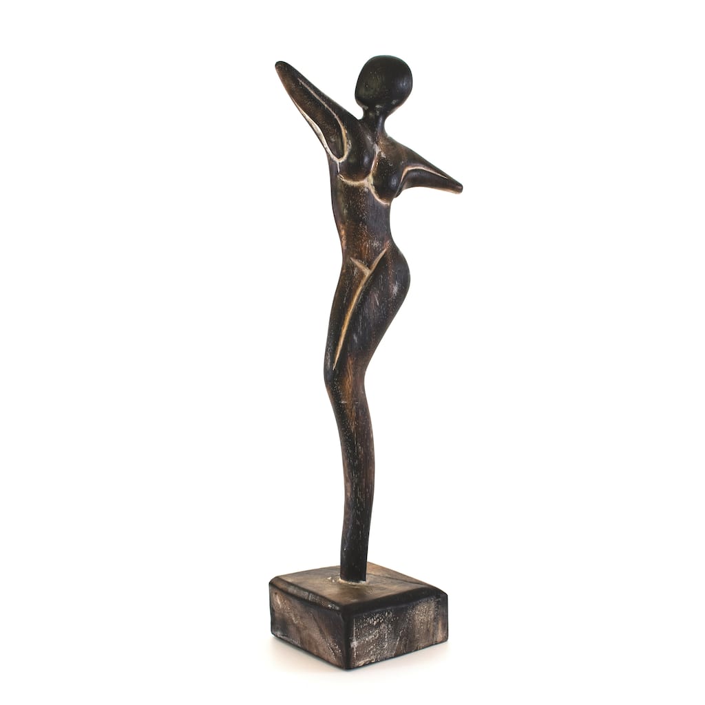 14" Wooden Handmade Abstract Tango Dancer Sculpture Statue Handcrafted Gift Art Decorative Home Decor Figurine