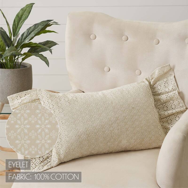 Camilia Eyelet Pillow 14x22 - Accent - Cotton