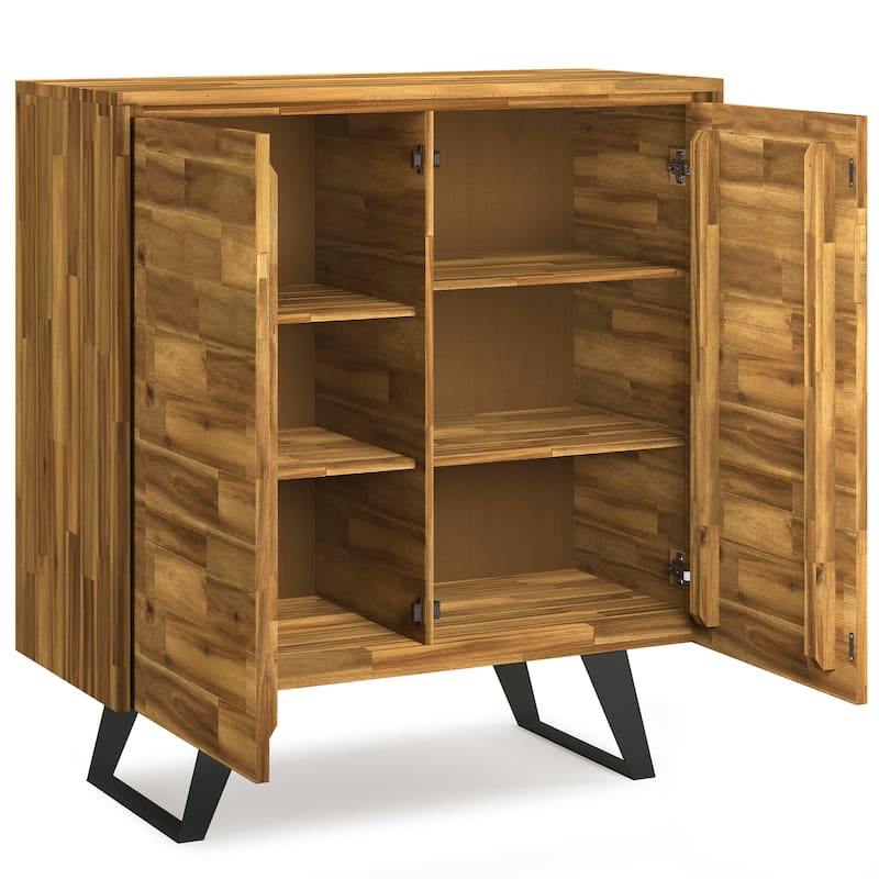WYNDENHALL Mitchell SOLID WOOD and Metal 39 inch Wide Modern Industrial Medium Storage Cabinet - 39"w x 17"d x 42" h