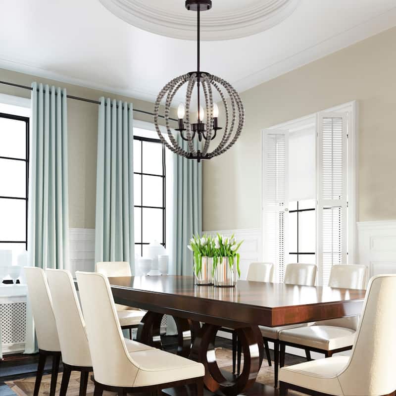 Casey 16 Inch Globe Open Cage Beads Pendant 3 Light