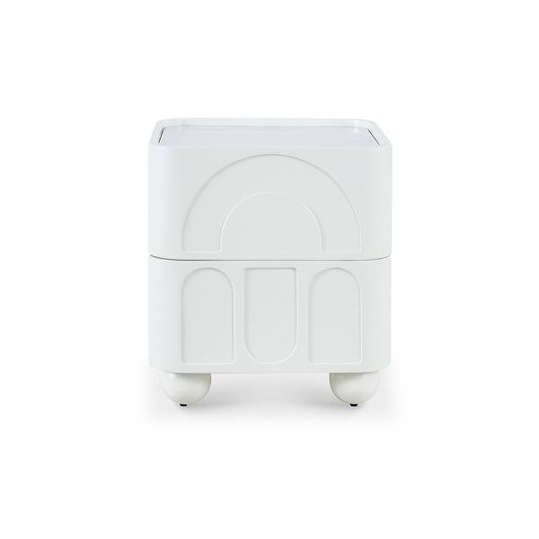 Bedroom Matte Spray Paint Bedside Table Dresser 2Drawers Sofa Side Table Accent Storage