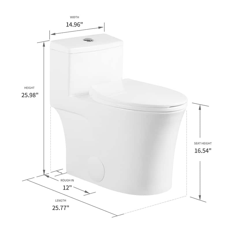 Dual-Flush Elongated One-Piece Toilet With 17.3" Height Chair Seat